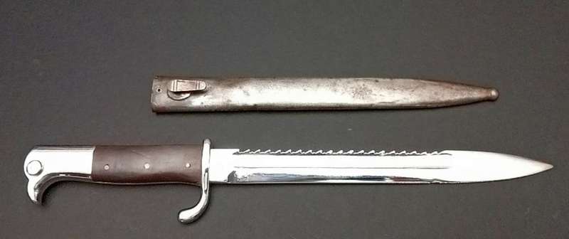 Rare WW1 German KS98 Schütztruppe Sawback Bayonet with Scabbard (1903)