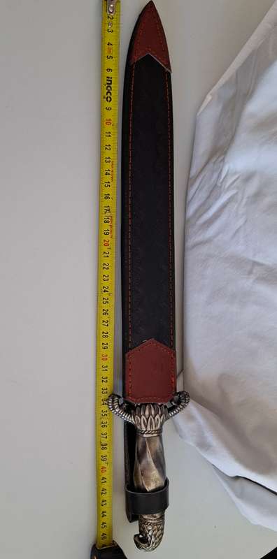 Large Gothic Style Dagger with Leather Sheath in Great Condition