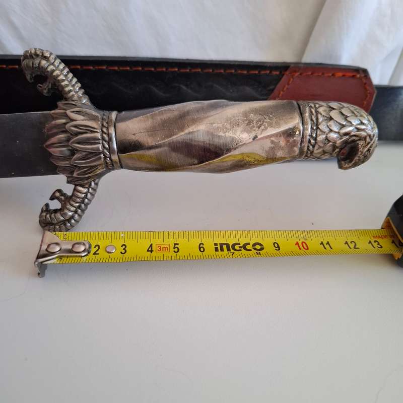 Large Gothic Style Dagger with Leather Sheath in Great Condition