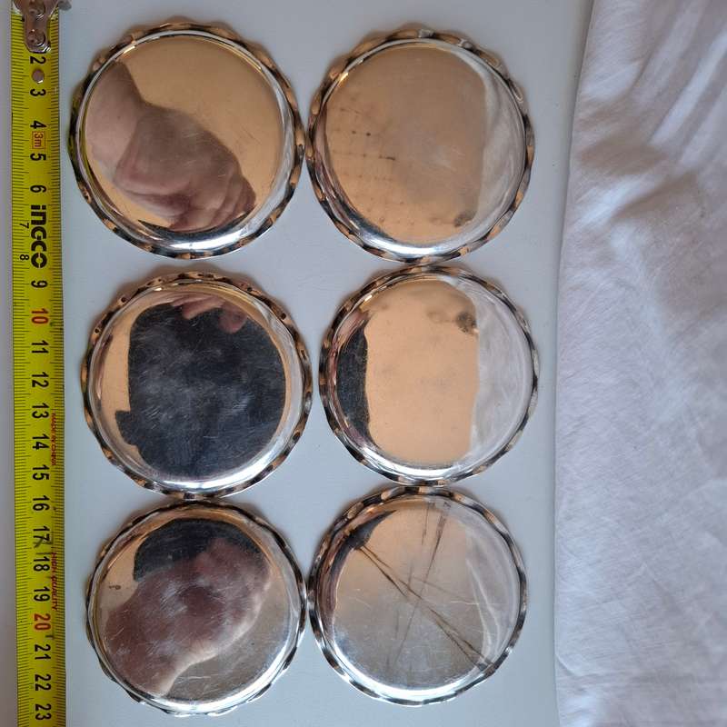 Stunning Set of South African Sterling Silver(925) Drinks Coasters-Total 206 grams in good Condition