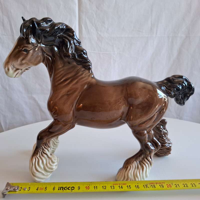 Vintage Beswick Large Model of a Cantering Shire Horse (H 20 cm)