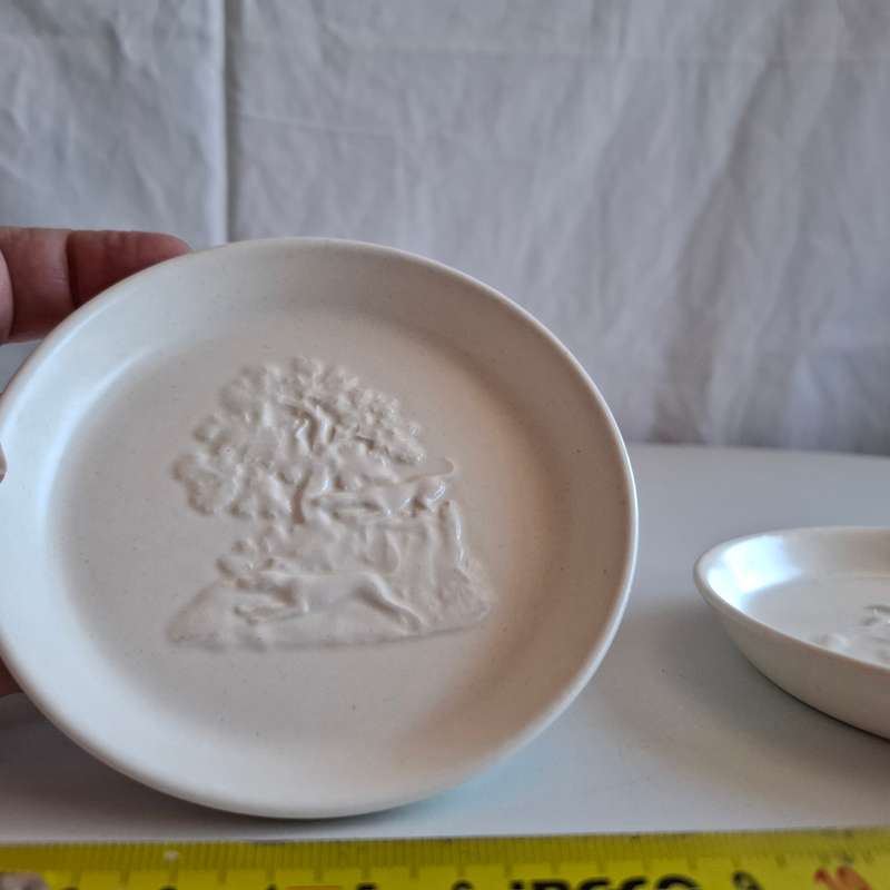 Two Stunning Spode Velamour Cream Trinket Pin Dishes in Excellent Condition