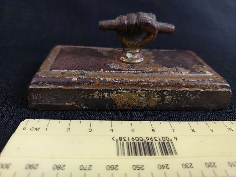 Victorian Antique Iron Paperweight Bronze Fist Handle 1890's - 1910 - In used Condition