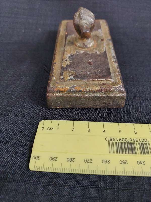 Victorian Antique Iron Paperweight Bronze Fist Handle 1890's - 1910 - In used Condition