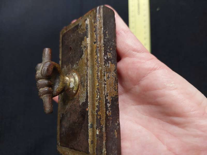 Victorian Antique Iron Paperweight Bronze Fist Handle 1890's - 1910 - In used Condition