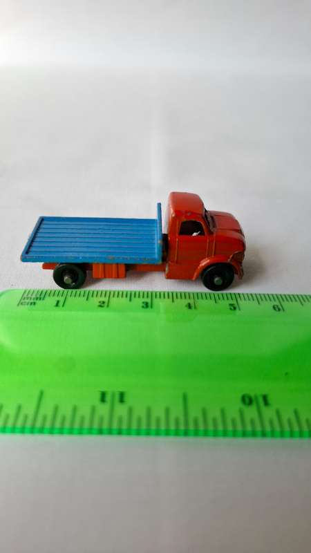 Vintage Lone Star Tuf-Tots (1969-1980) Diecast Orange and Blue Flat Bed Truck - Good Condition