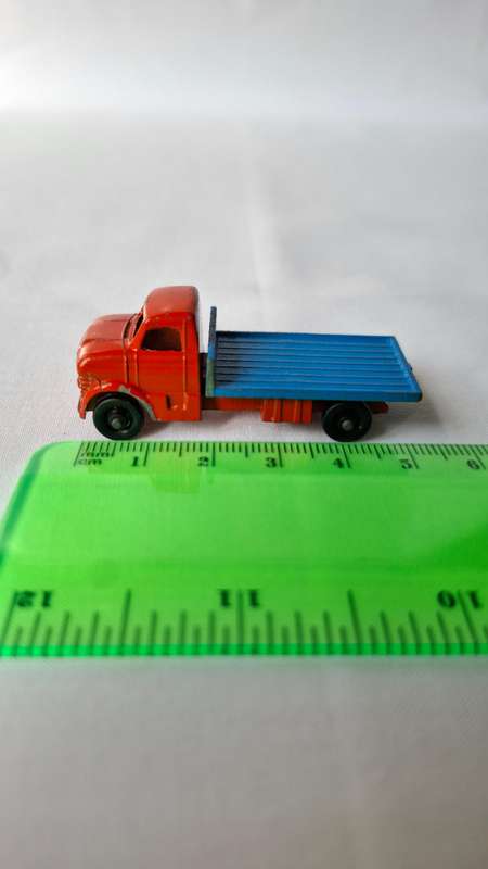 Vintage Lone Star Tuf-Tots (1969-1980) Diecast Orange and Blue Flat Bed Truck - Good Condition