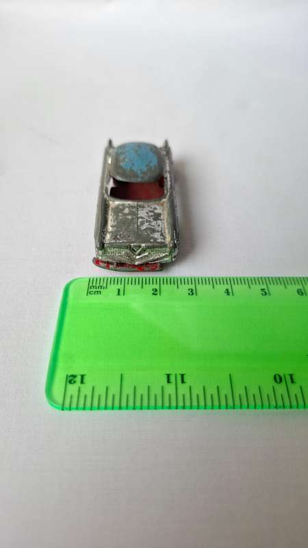 Vintage Benbros Mighty Midget No.18 Diecast Hudson Tourer Car - Chrome, Blue Roof, Red Base