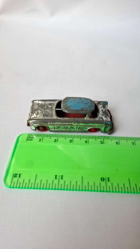 Vintage Benbros Mighty Midget No.18 Diecast Hudson Tourer Car - Chrome, Blue Roof, Red Base