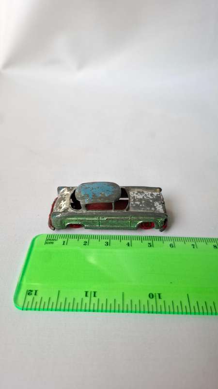 Vintage Benbros Mighty Midget No.18 Diecast Hudson Tourer Car - Chrome, Blue Roof, Red Base
