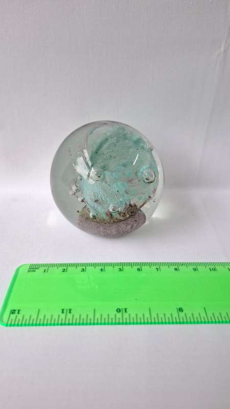 Beautiful Vintage Glass Paperweight with Blue and Purple Swirls Inside - Good Condition