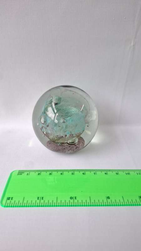 Beautiful Vintage Glass Paperweight with Blue and Purple Swirls Inside - Good Condition