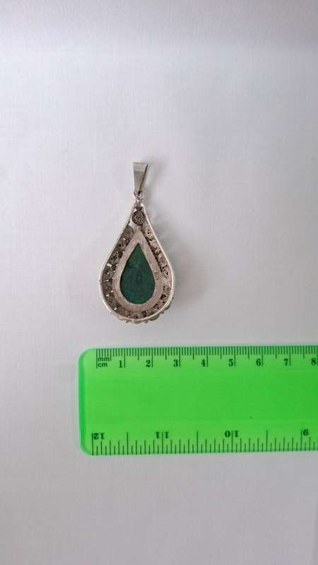 Beautiful Vintage Teardrop 925 Sterling Silver Turquoise Pendant (12.7g) - Good Condition