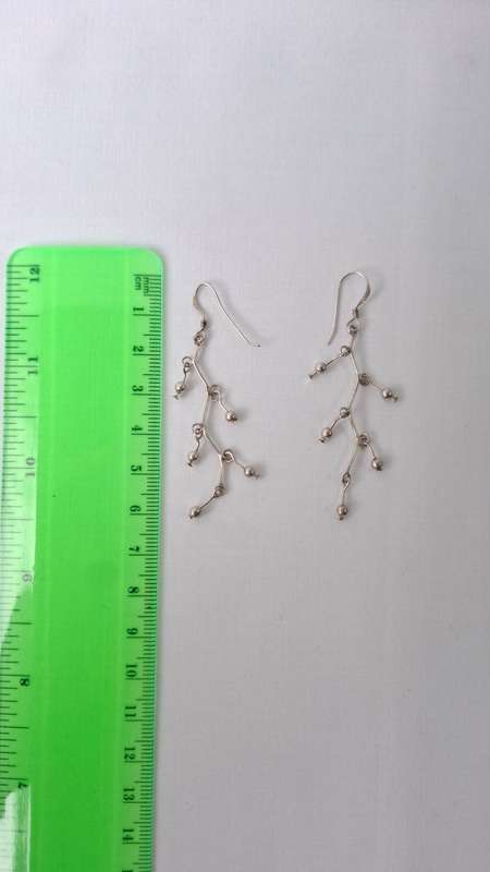 Beautiful 925 Sterling Silver Vine Bead Earrings (2.2g) - Excellent Condition