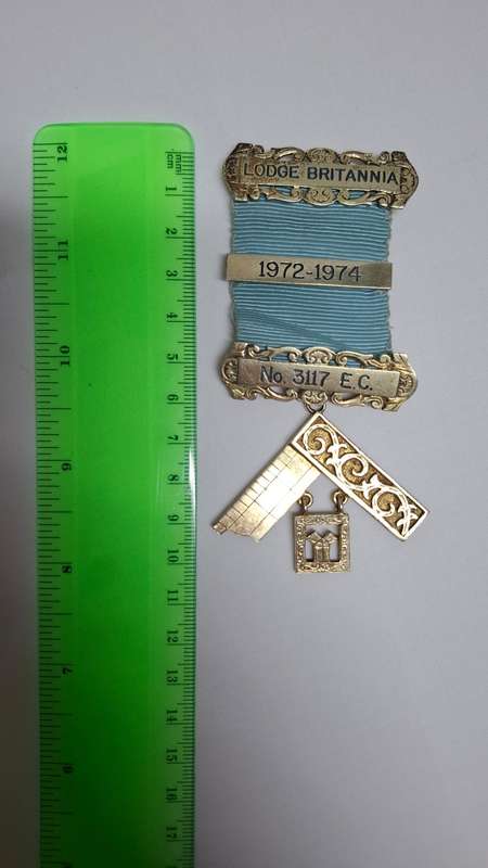 Masonic  Sterling Silver Medal from Lodge Britannia, No.3117 E.C. Dating 1972 - 1974  Good Condition