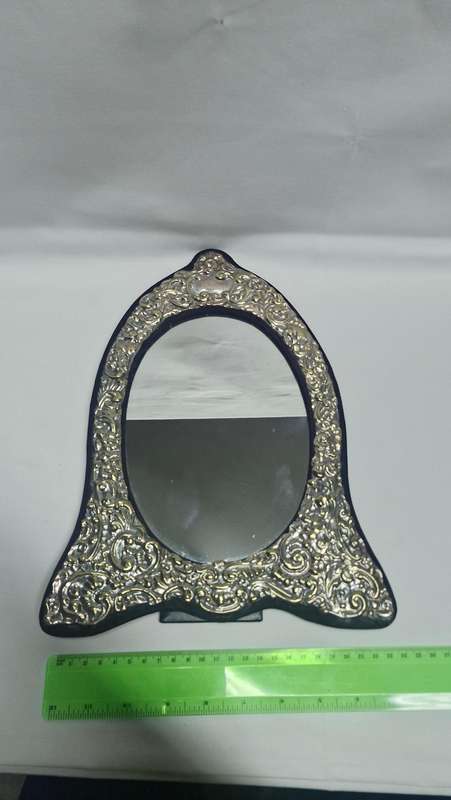 Vintage Silver Plated Oval Dressing Table Mirror - Good Condtion