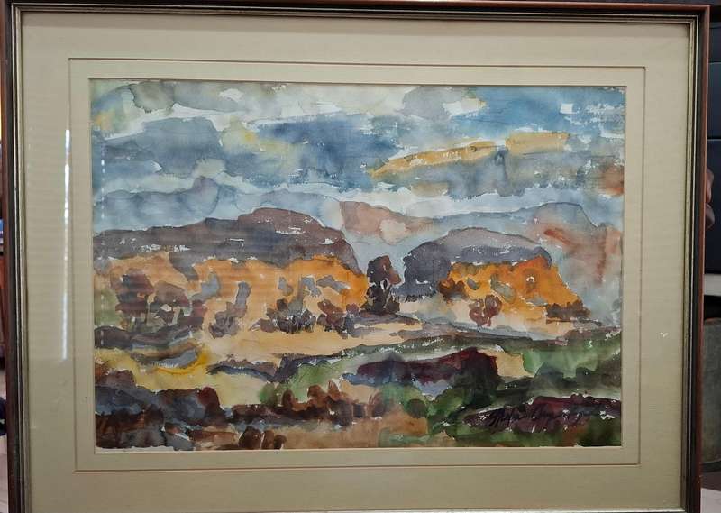 Stunning S.A. artist Stefan Ampenberger watercolour landscape signed