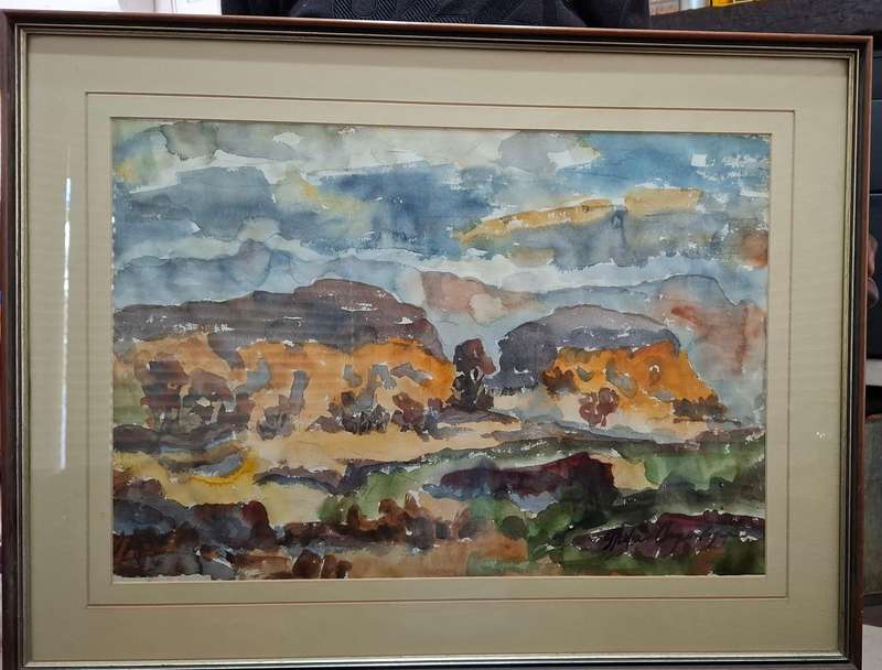 Stunning S.A. artist Stefan Ampenberger watercolour landscape signed