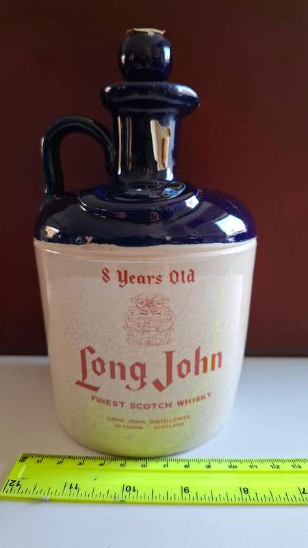 Vintage 8 Year Old Long John Finest Scotch Whiskey 750 ml in Original Jug Still Sealed