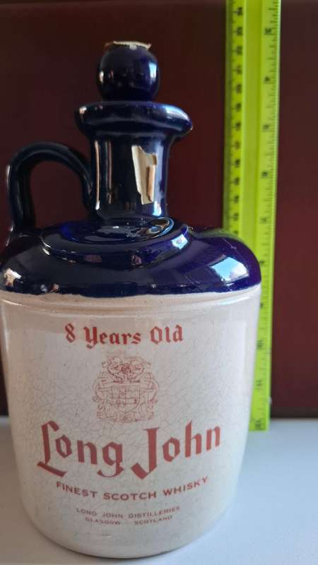 Vintage 8 Year Old Long John Finest Scotch Whiskey 750 ml in Original Jug Still Sealed