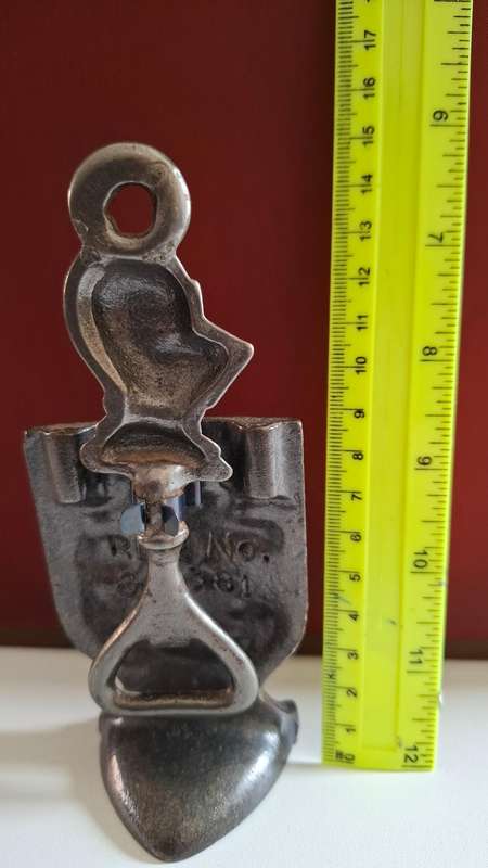 Vintage Cast Iron Knight Armor Shield Bottle Opener Two Piece in Great Condition