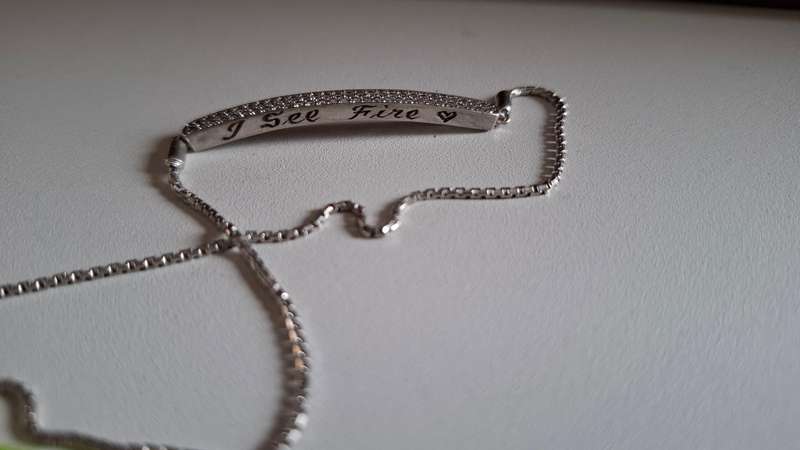 Stunning 925 Silver Bracelet with Marcasite Stone with Inscription " I see Fire"  - 5.4 Grams