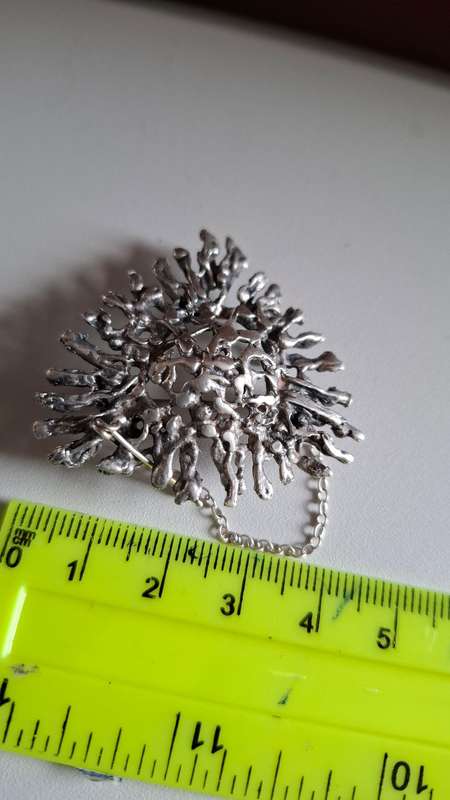 Stunning Sterling Silver Hand Crafted Brooch with Safety Catch-No Markings Scanned Silver-11.7 Grams