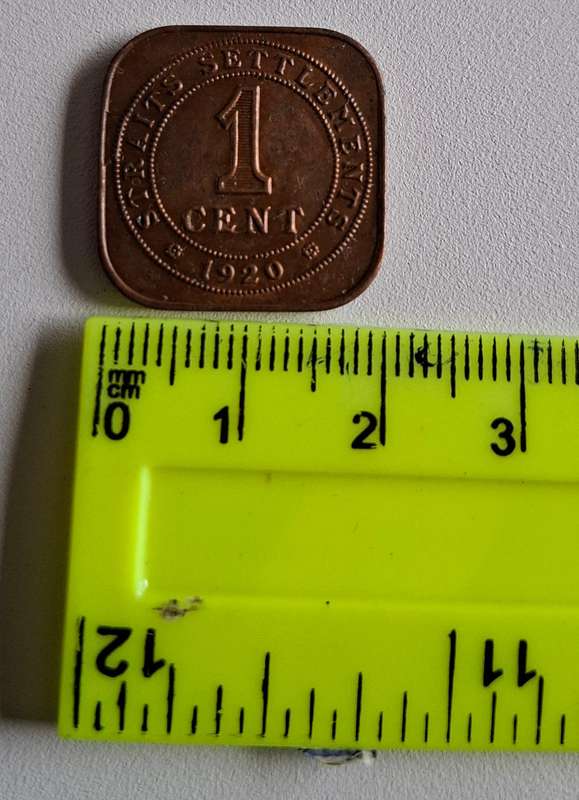1920 Staits Settlements 1 CentMalaysia China Influence Coin in Good Condition