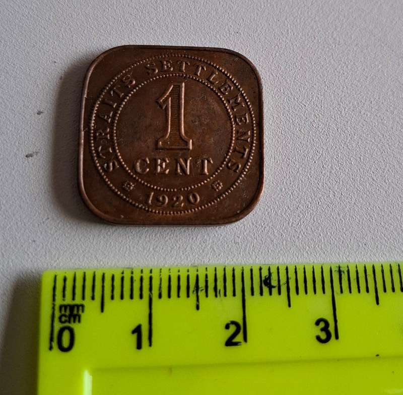 1920 Staits Settlements 1 CentMalaysia China Influence Coin in Good Condition