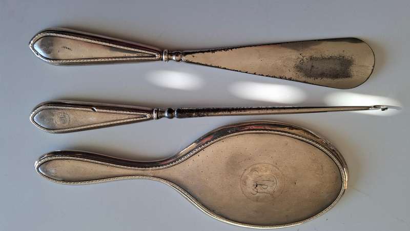 Antique Birmingham Hallmarked Silver Mirror/Boot Lace Hook/Shoe Horn