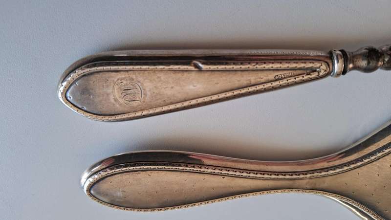Antique Birmingham Hallmarked Silver Mirror/Boot Lace Hook/Shoe Horn