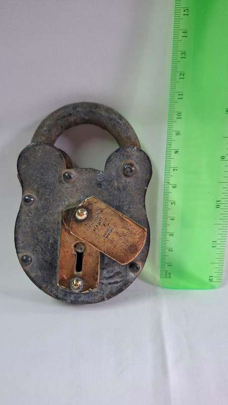 Vintage Iron and Brass Handcrafted Pad Lock 4 Lever (No Key) - Good Condition