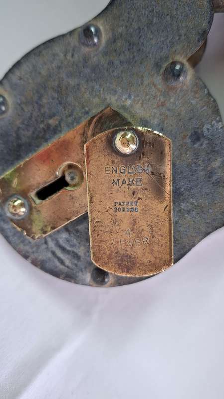 Vintage Iron and Brass Handcrafted Pad Lock 4 Lever (No Key) - Good Condition