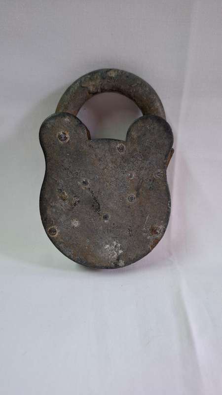 Vintage Iron and Brass Handcrafted Pad Lock 4 Lever (No Key) - Good Condition