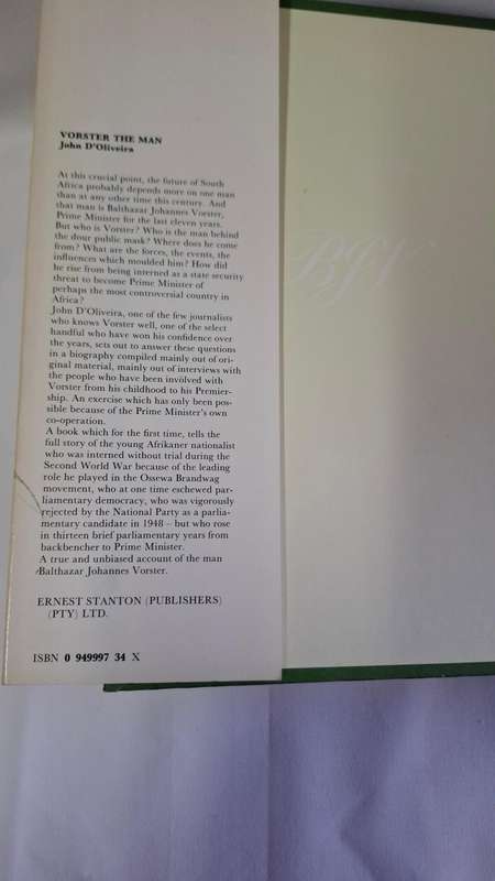 Vorster - The Man by John D'Oliveira - Good Condition