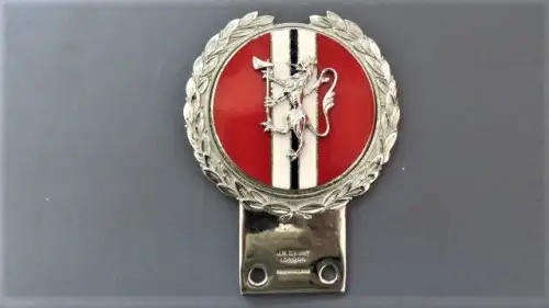 Stunning Vintage J.R. Gaunt London Chrome and Enamel Jaguar Car Badge 80 x 100 mm