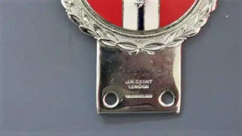 Stunning Vintage J.R. Gaunt London Chrome and Enamel Jaguar Car Badge 80 x 100 mm