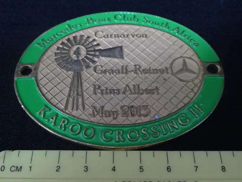 Mercedes - Benz Club Of SA Carnarvon Graaff-Reinet Prins Albert May 2013 Karoo Crossing II Car Badge