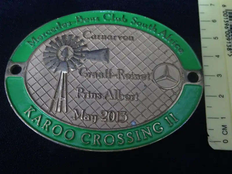 Mercedes - Benz Club Of SA Carnarvon Graaff-Reinet Prins Albert May 2013 Karoo Crossing II Car Badge