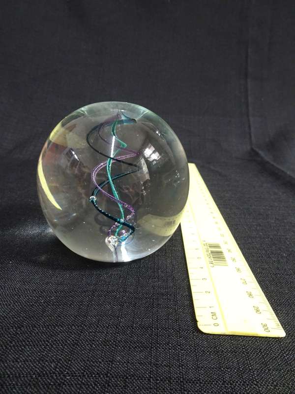 Beautifull Vintage Glass Colorful Swirl Egg Shape Paperweight