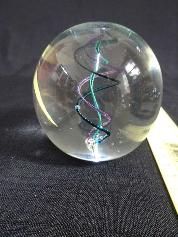 Beautifull Vintage Glass Colorful Swirl Egg Shape Paperweight