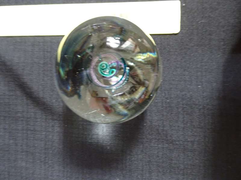 Beautifull Vintage Glass Colorful Swirl Egg Shape Paperweight