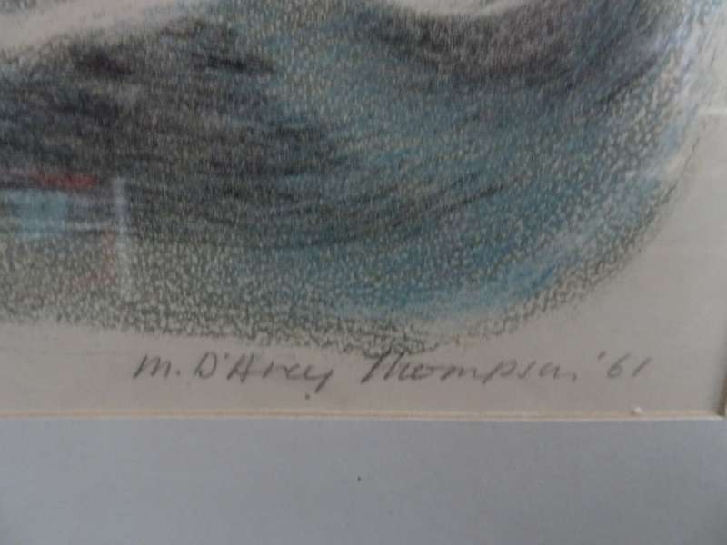 Beautifull Lithograph "Fishing Nets" By Artist Molly D'Arcy Thompson - 1908 - 2010