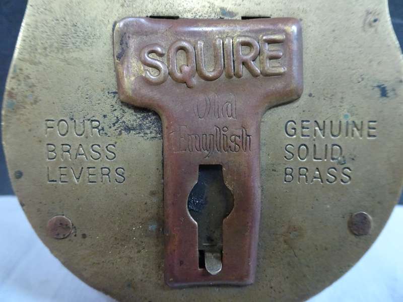 Antique Large Brass Lock Squire,Old English-JAS Morgan&Son LTD-Justin Square - See Description