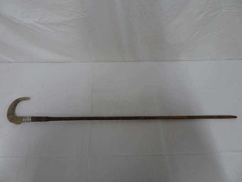 Stunning Victorian Hallmarked Silver And Bone Handle Walking Stick - See Description