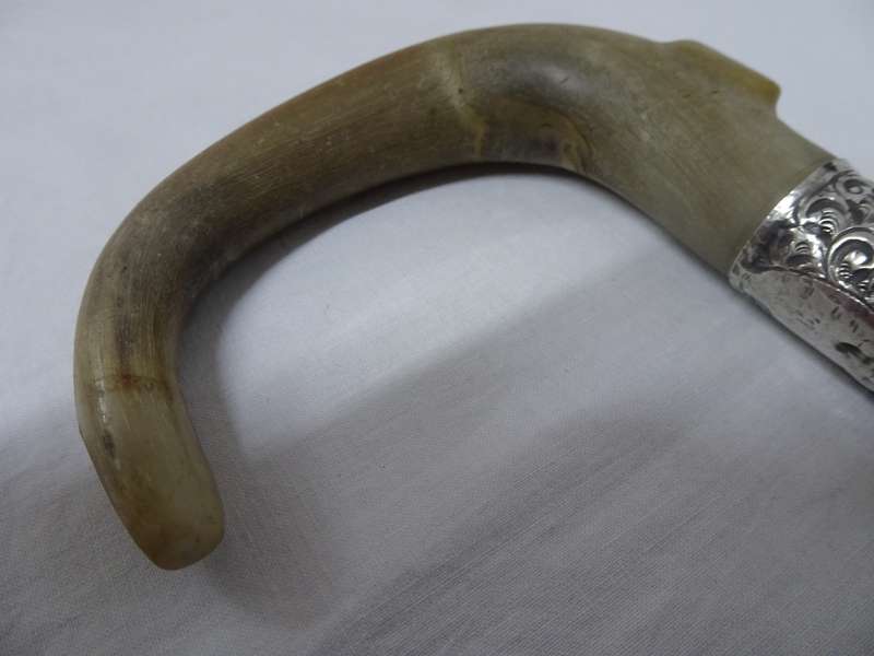 Stunning Victorian Hallmarked Silver And Bone Handle Walking Stick - See Description