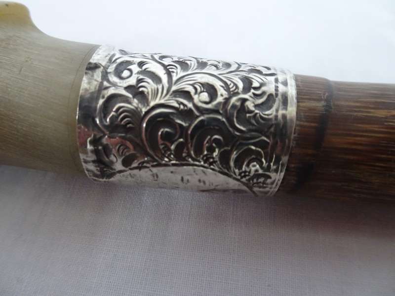 Stunning Victorian Hallmarked Silver And Bone Handle Walking Stick - See Description