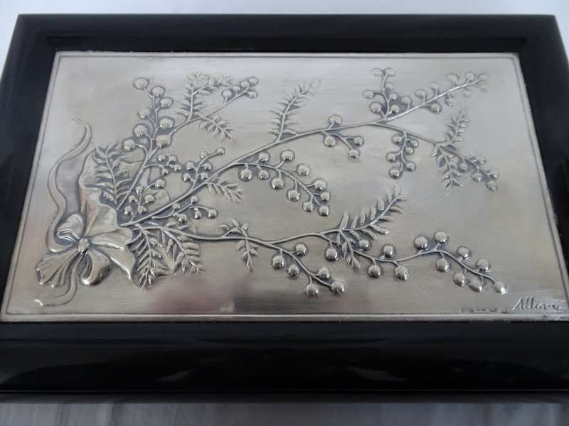 Gorgeous Vintage Signed Alliani Trinket Jewelry Music Box With Sterling Silver Plate-See Description
