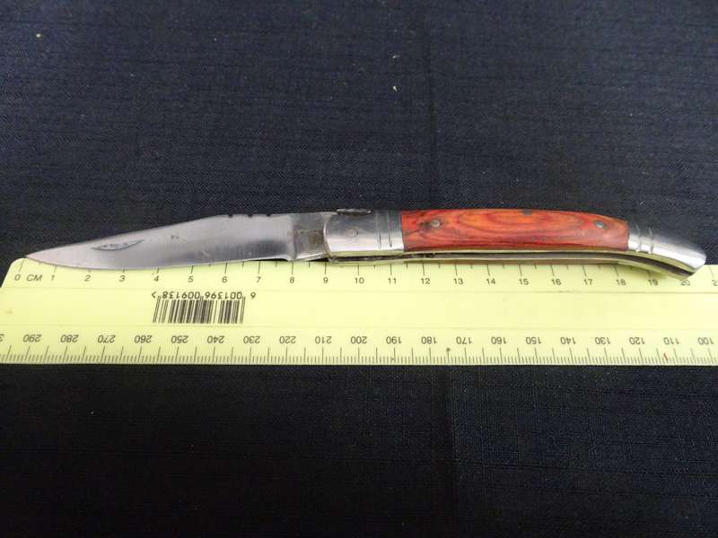 Vintage Pocket Folding Knife With Orange Wooden Handle