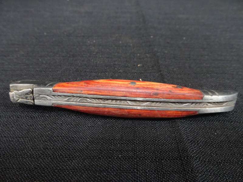 Vintage Pocket Folding Knife With Orange Wooden Handle